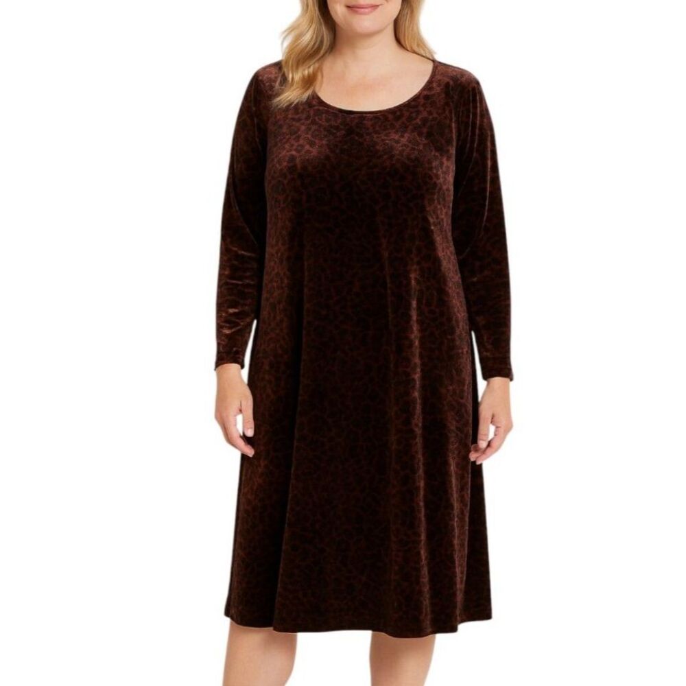Coldwater Creek Women’s Animal Velvet Ballerina Dress | Size Petite 16